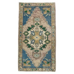 Turkish Mini Rug Oriental Hand Knotted Vintage Rug 1'8" x 3' #20740