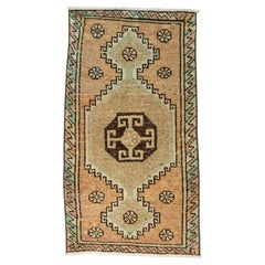 Turkish Mini Rug Oriental Hand Knotted Vintage Rug 1'8" x 3' #21097