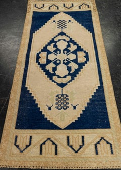 Turkish Mini Rug Oriental Hand Knotted Vintage Rug 1'8" x 3'10" #21280