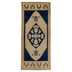 Turkish Mini Rug Oriental Hand Knotted Vintage Rug 1'8" x 3'10" #21280