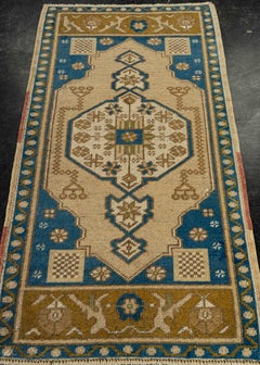Türkischer Mini-Teppich – Orientalischer, handgeknüpfter Vintage-Teppich 55,9 cm x 97,5 cm #21188