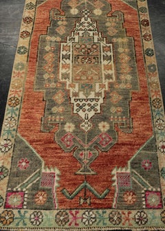 Turkish Mini Rug Oriental Hand Knotted Vintage Rug 1'8" x 3'6" #21178