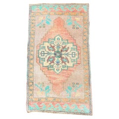 Turkish Mini Rug Oriental Hand Knotted Vintage Rug 1'9" x 3' #17924