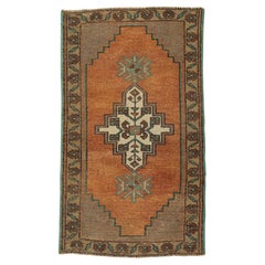 Türkischer Mini-Teppich, orientalischer, handgeknüpfter Vintage-Teppich, 58 cm x 91 cm, Nr. 21167