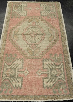 Turkish Mini Rug Oriental Hand Knotted Vintage Rug 1'9" x 3'4" #21138