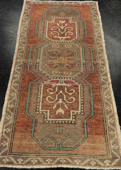 Turkish Mini Rug Oriental Hand Knotted Vintage Rug 1'9" x 3'7" #21157
