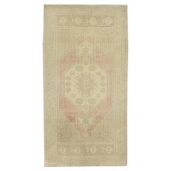 Mini tappeto turco Oriental Vintage annodato a mano 1'8" x 3'3"