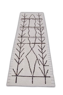 Alfombra Moderna Turca Crema Espresso Alfombra de lana tejida a mano 2'8" x 8'3