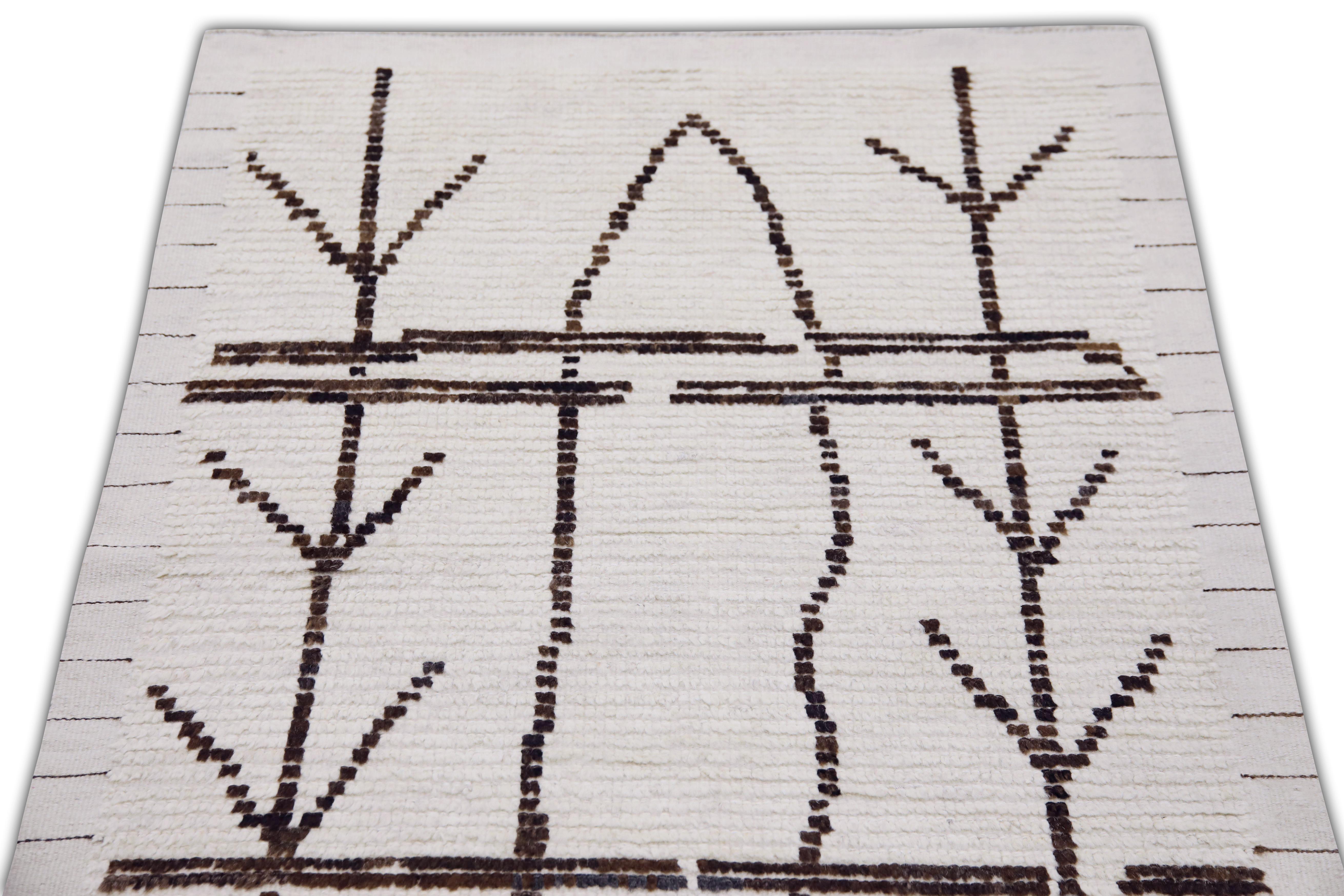 Tintura vegetale Tappeto Turco Moderno Crema Espresso Tessuto a mano in Lana 2'8