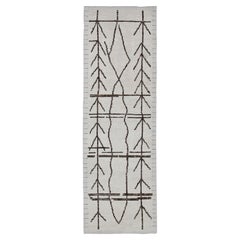 Türkischer moderner Teppich Creme Espresso Handgewebter Wollteppich 2'8" x 8'3"