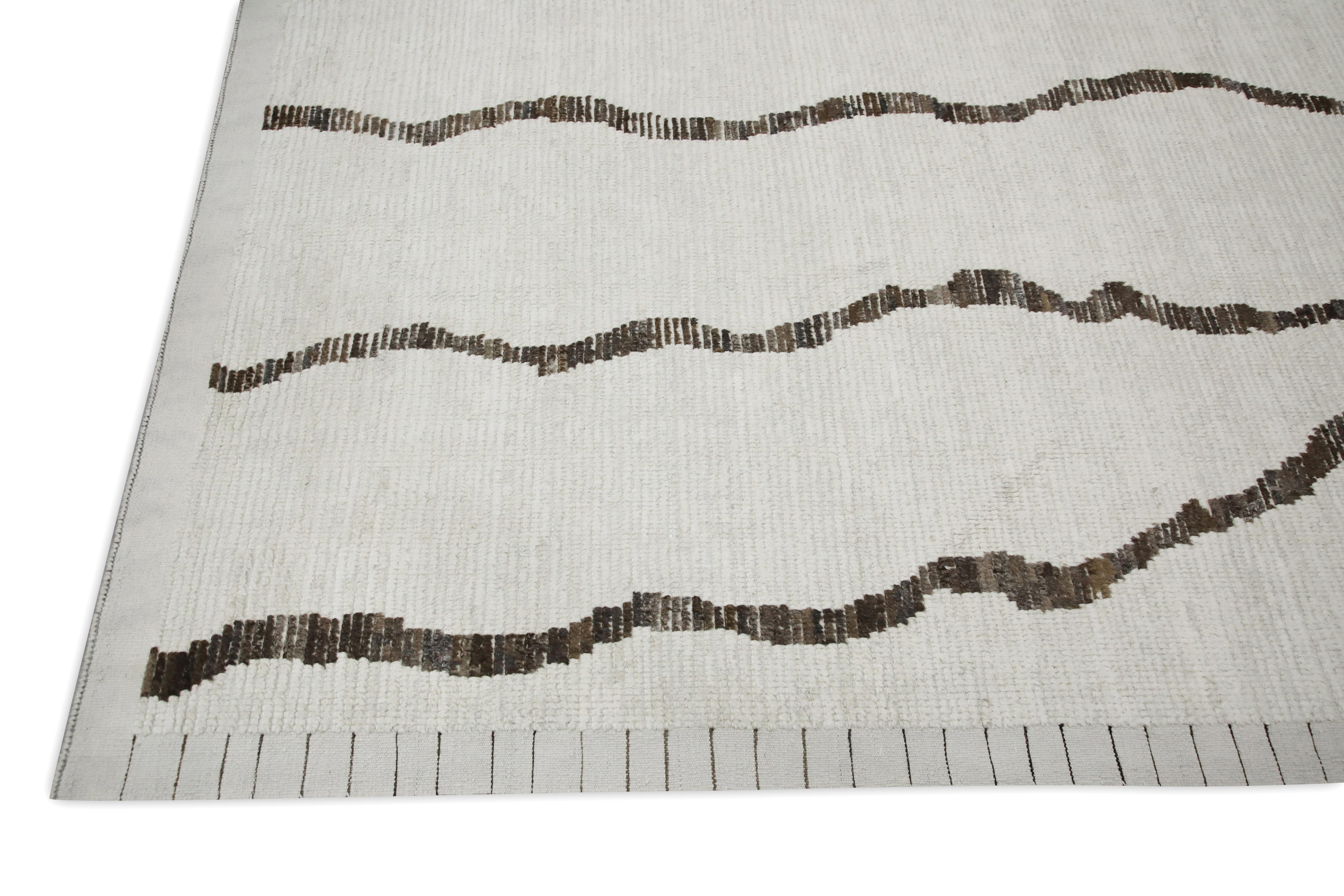 Tintura vegetale Tappeto Turco Moderno in Lana Beige Marrone Tessuto a mano 9'7