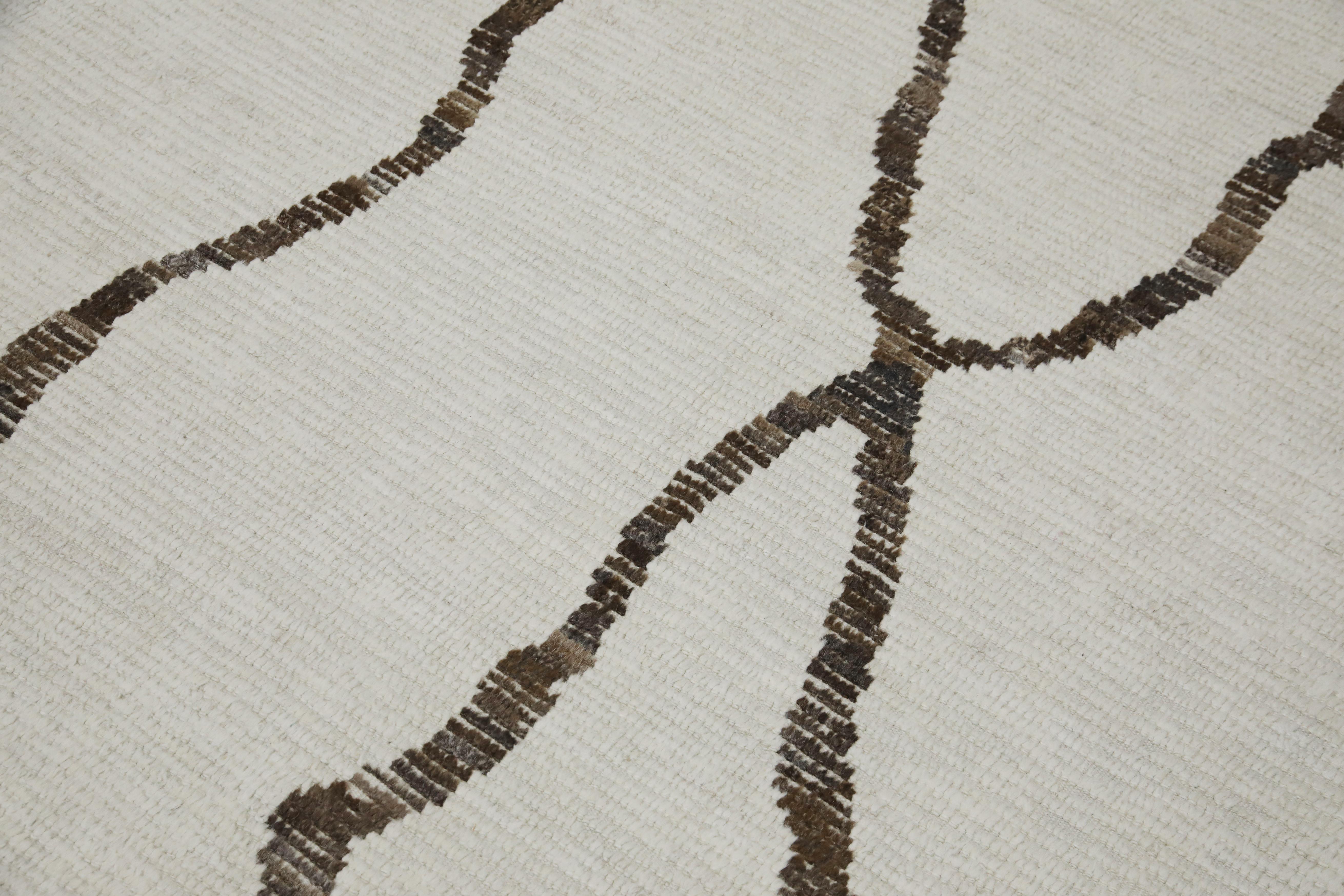 Tappeto Turco Moderno in Lana Beige Marrone Tessuto a mano 9'7