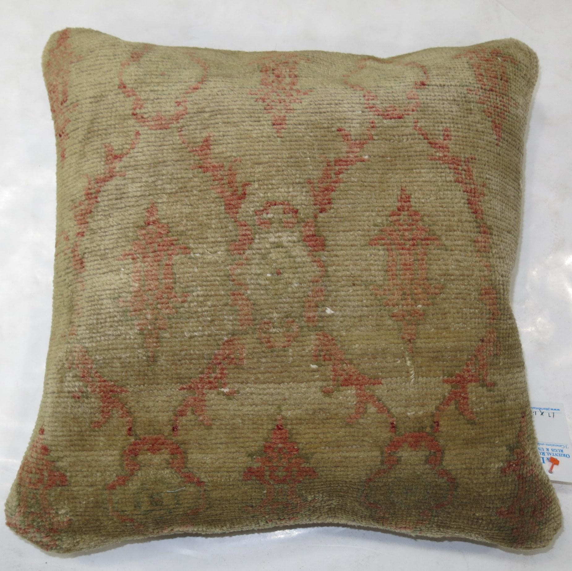 Turkish Modernist Camel Red Rug Pillow In Good Condition For Sale In New York, NY
