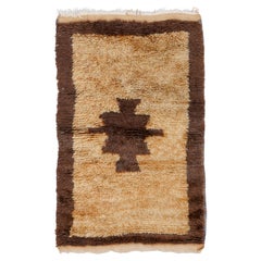 Turkish Mohair and Wool Tülü Rug, 3' x 4', Earth Toned Golden Honey Brown, 1950