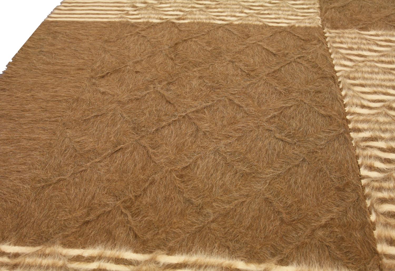 Hand-Knotted Turkish Mohair Brown Wool Carpet, XXI Century For Sale