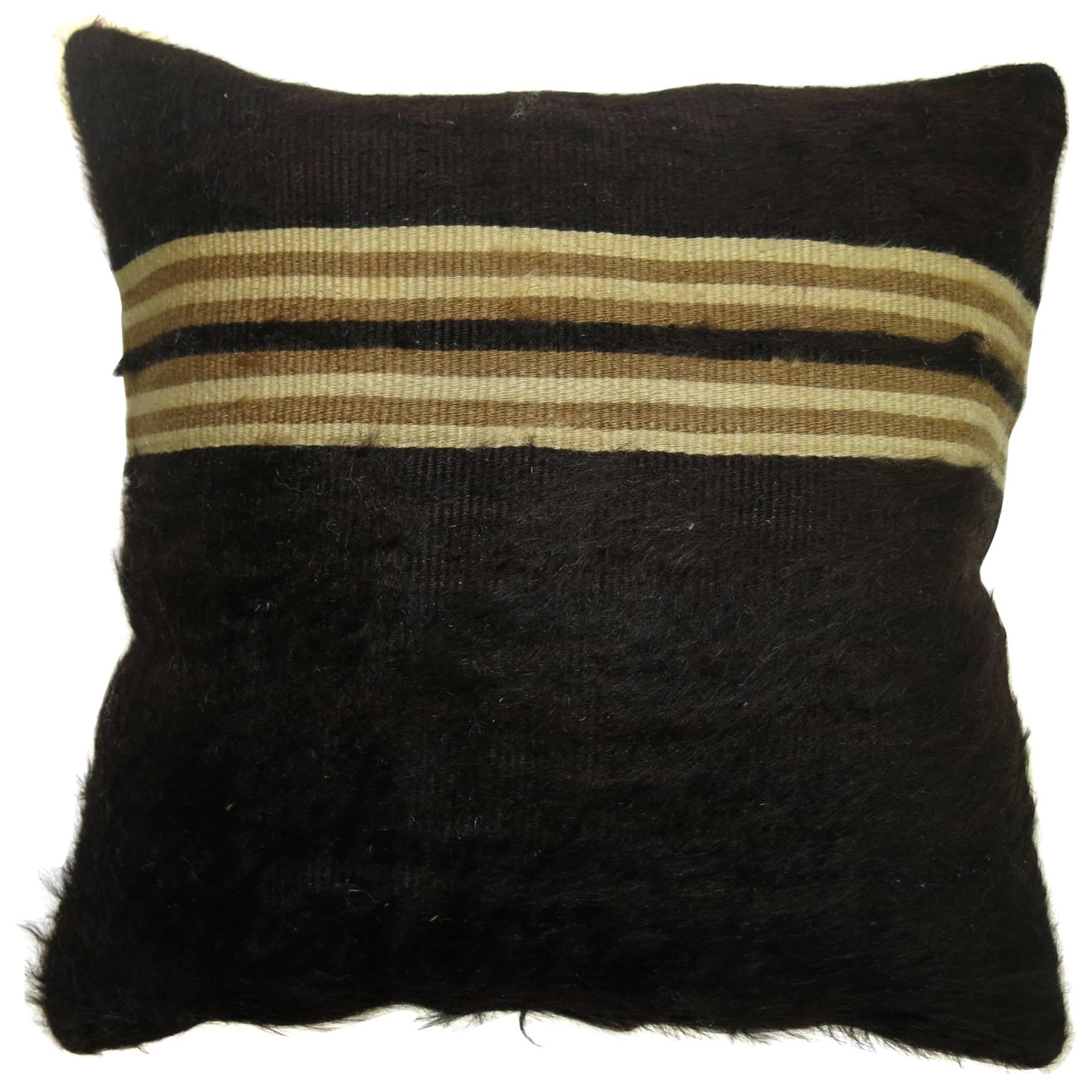 Black Turkish Mohair Rug Pillow For Sale