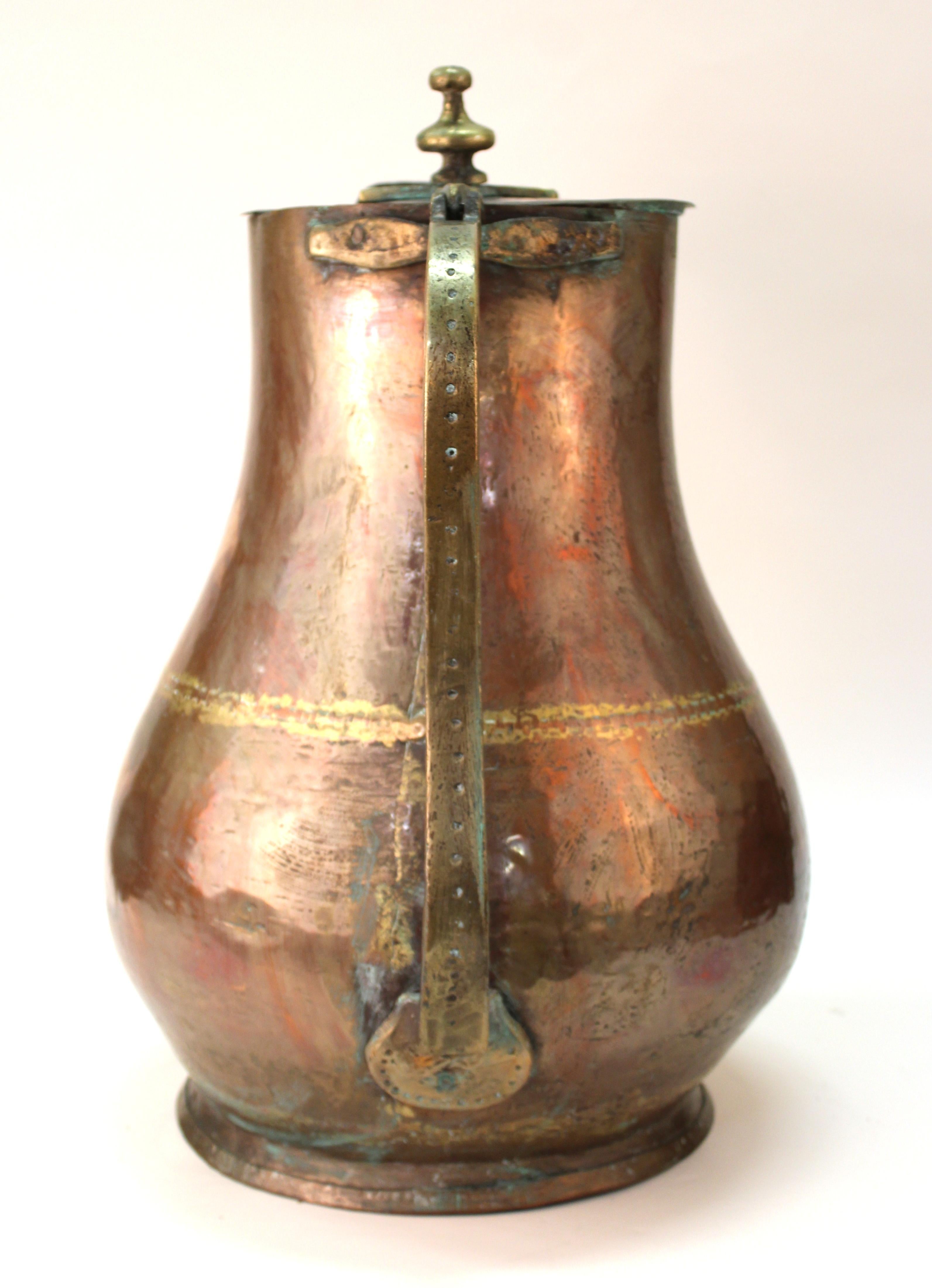 Modern Turkish Monumental Hammered Copper Pitcher