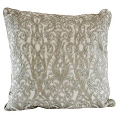 Vintage Turkish Moorish Ottoman Style Throw Pillow with Silver Metallic Embroidery