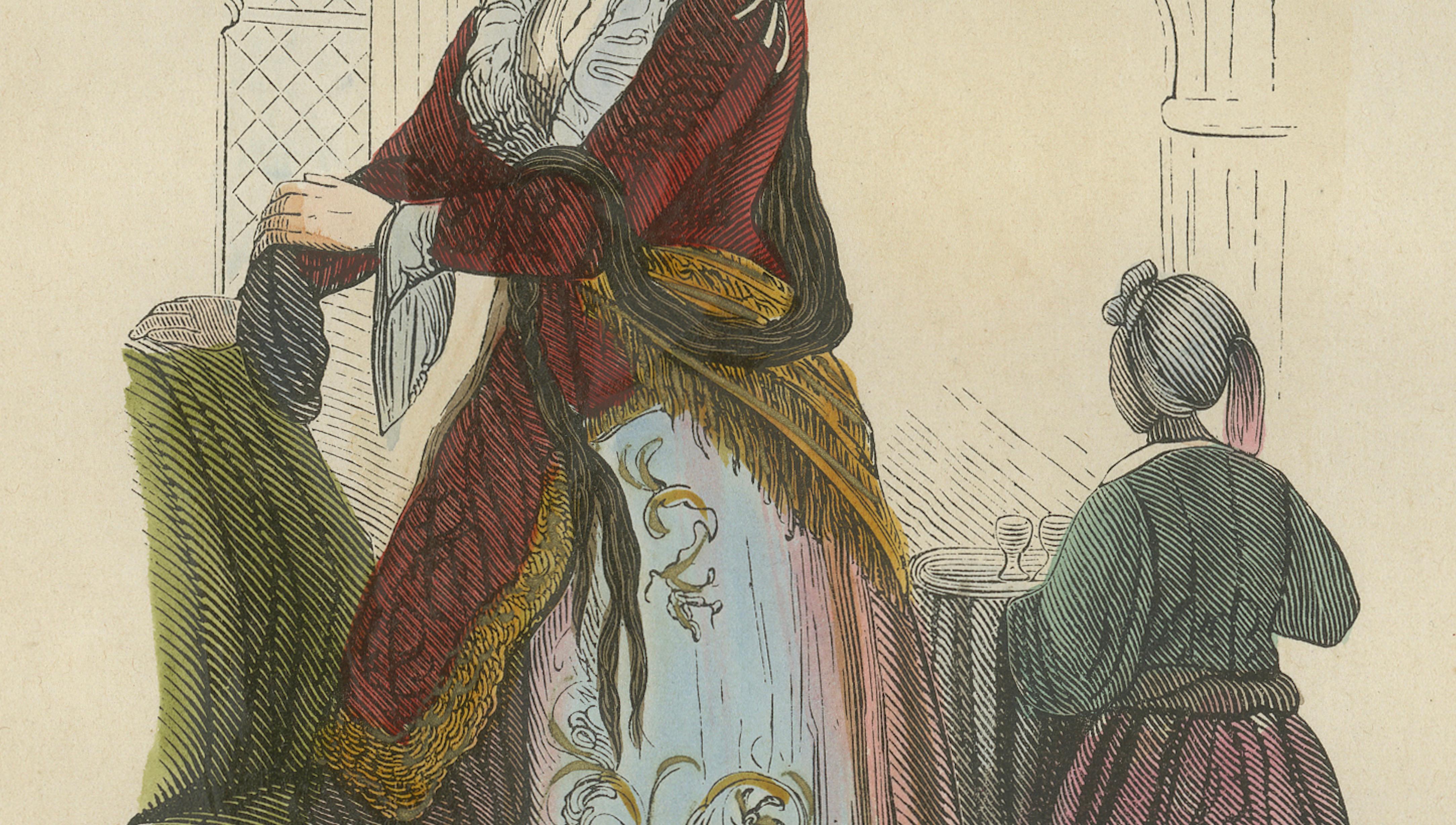 Turkish Noblewoman in Ottoman Court Dress - Antique Lithograph, c.1852