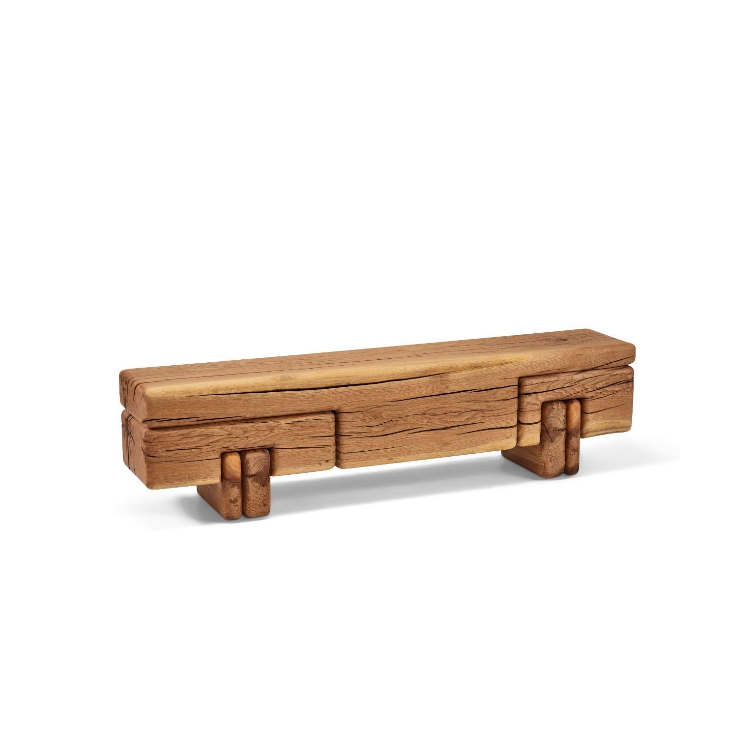 Post-Modern Turkish Oak Monoblock Bench by Contemporary Ecowood For Sale