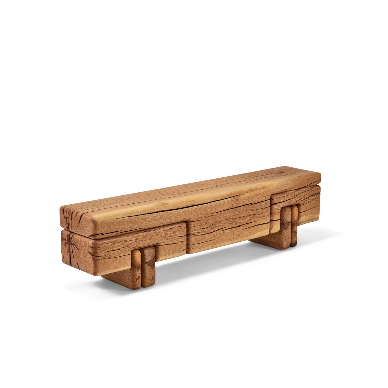 Turkish Oak Monoblock Bench by Contemporary Ecowood For Sale 1