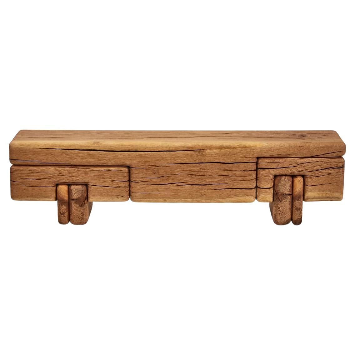 Turkish Oak Monoblock Bench by Contemporary Ecowood For Sale
