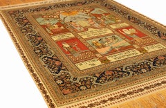 Turkish Old Extra Fine Hereke Silk & Metal 'Ebrei Design' Rug, 1950-1970