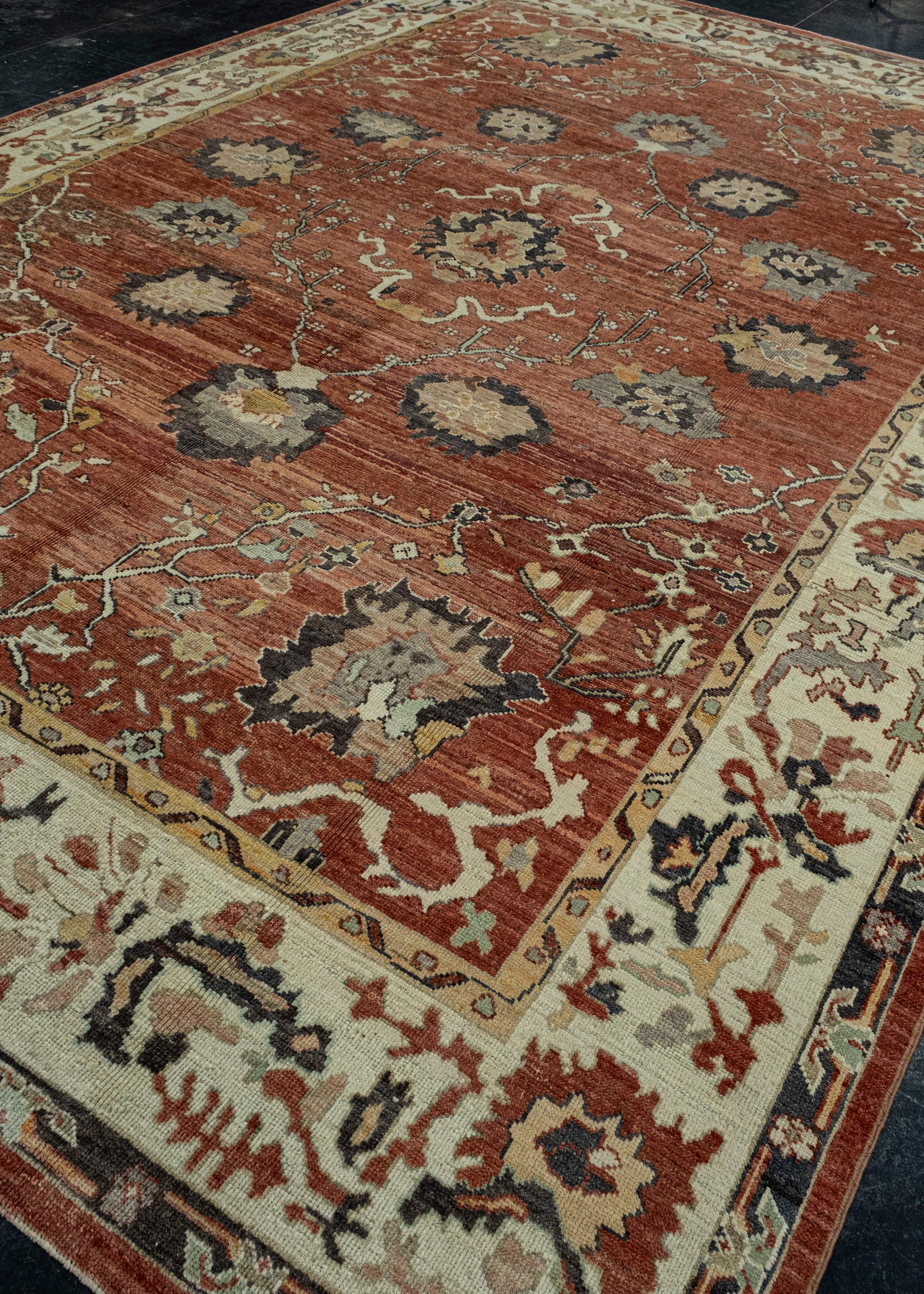 Türkische alte Wolle Oushak Teppich 10'1