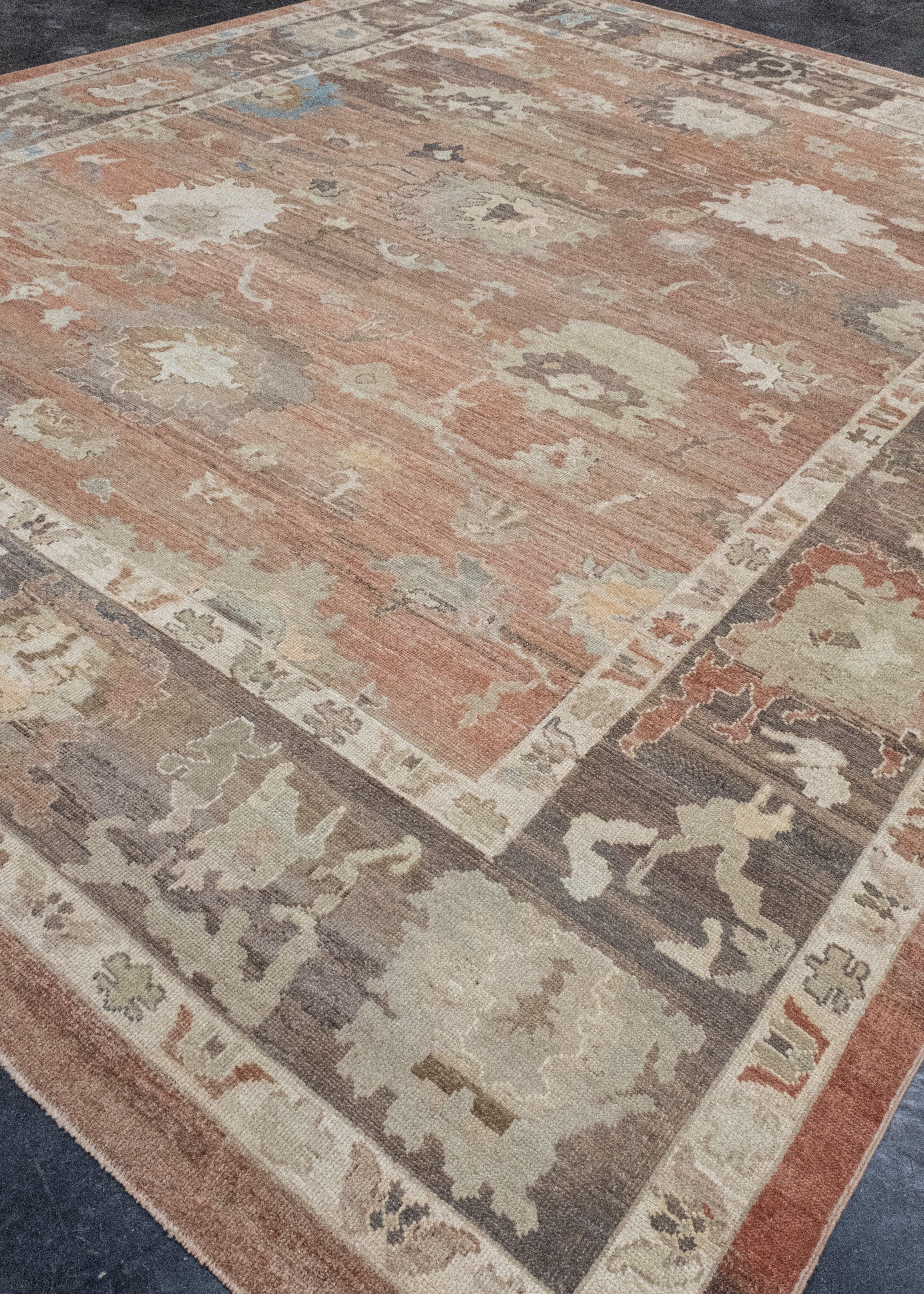 Hand-Knotted Turkish Old Wool Oushak Rug 12' x 15' #17094