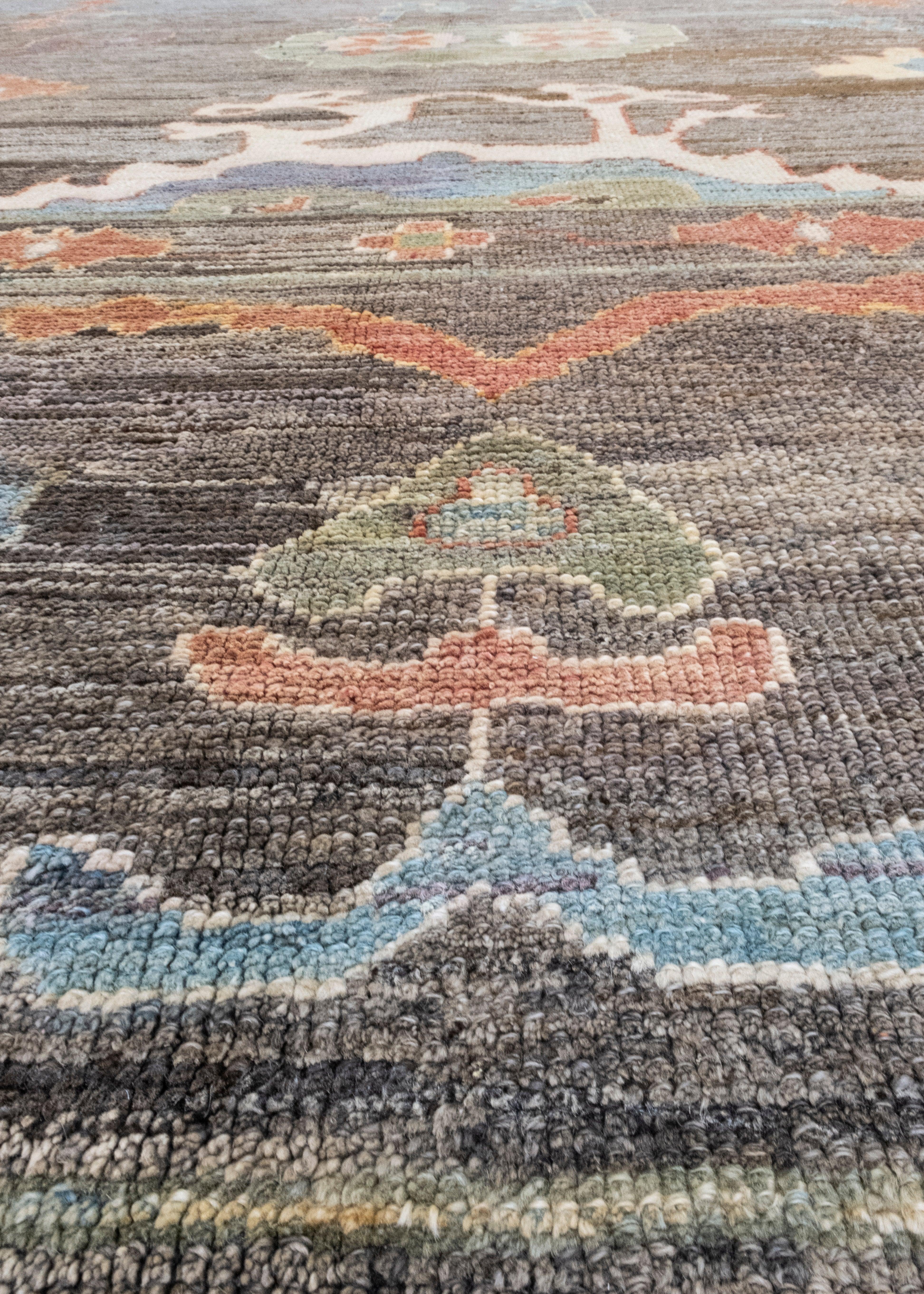 XXIe siècle et contemporain Tapis turc Oushak 12'4