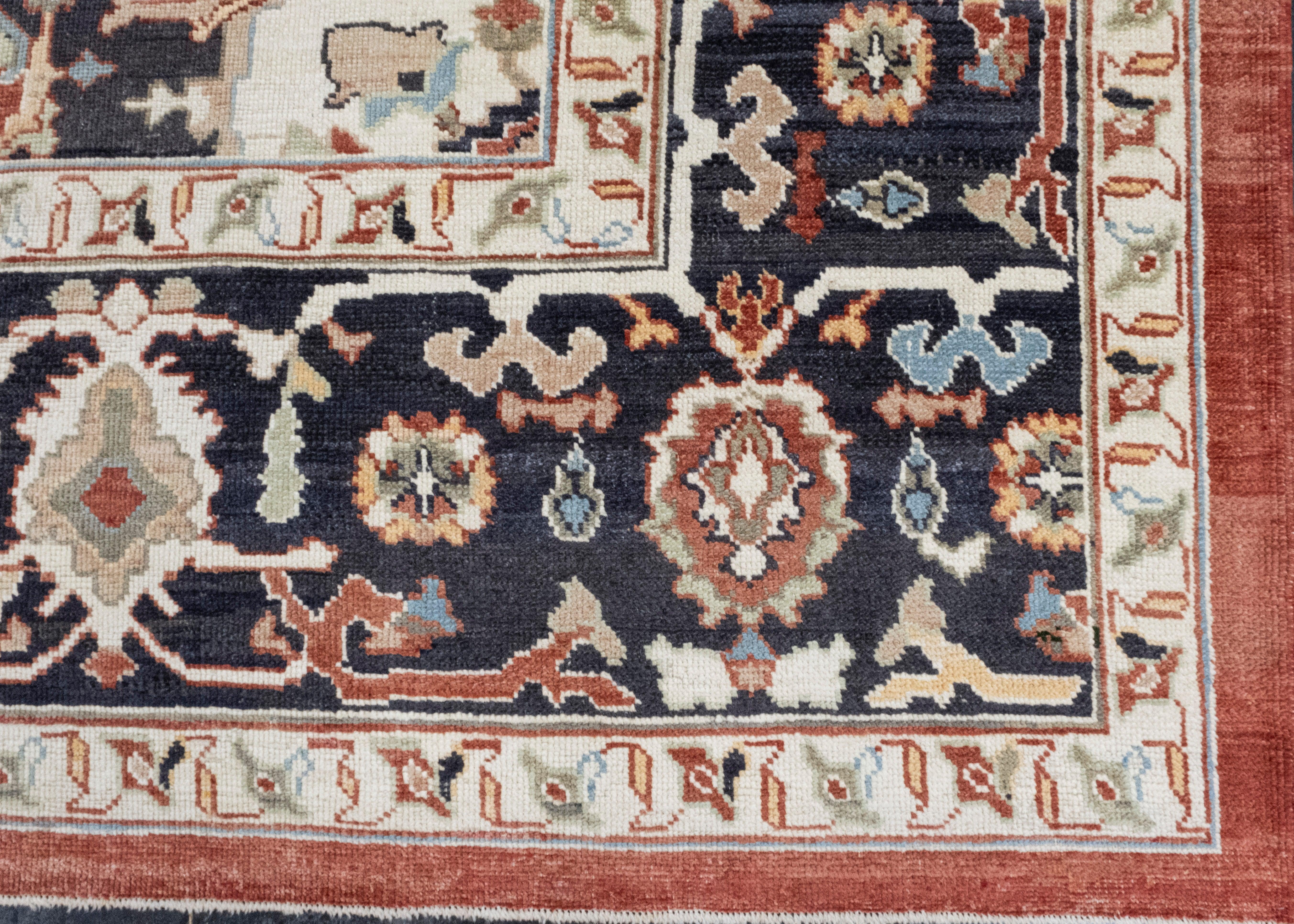 Türkischer Oushak-Teppich aus altem Wolle 12'4