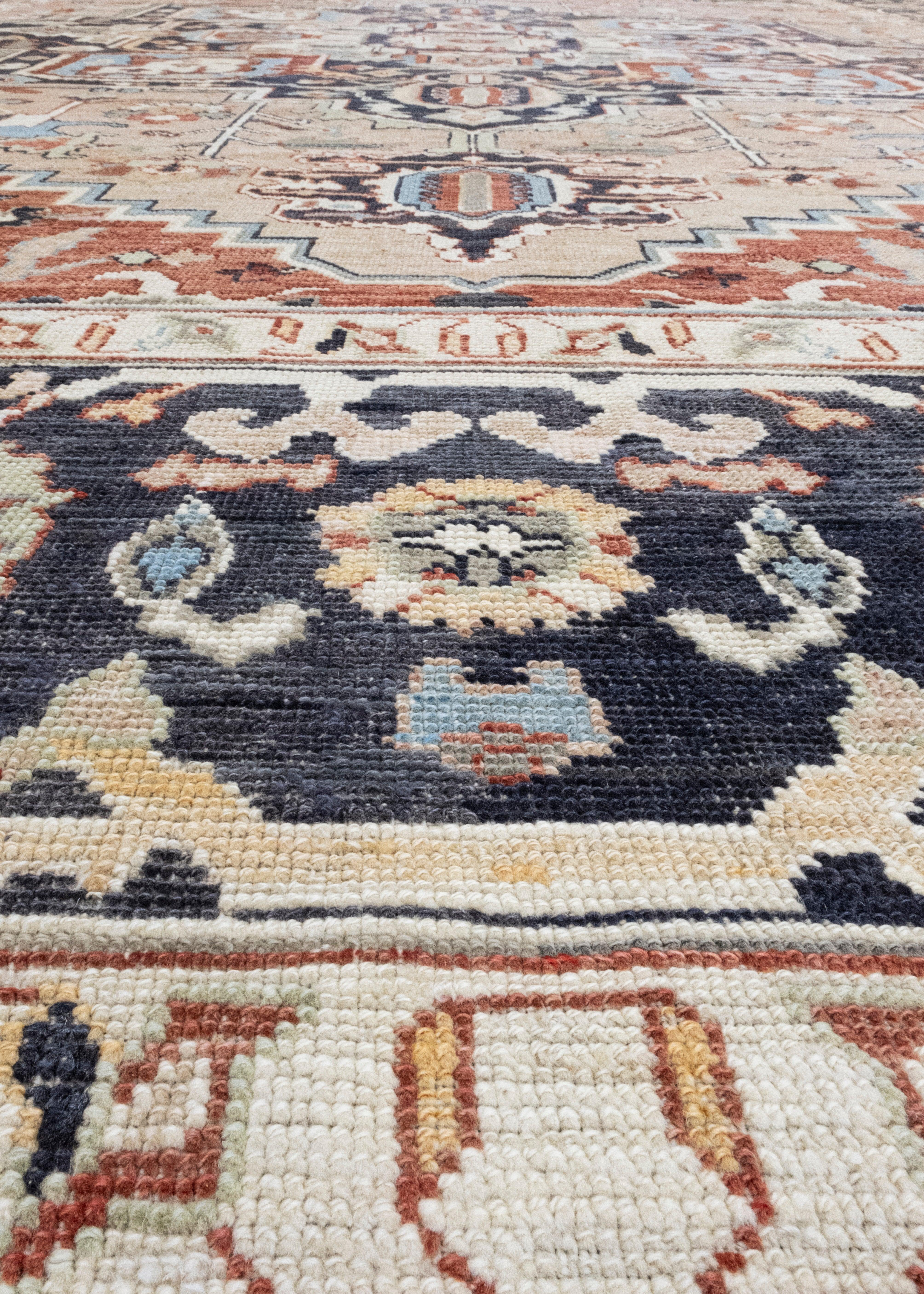 Türkischer Oushak-Teppich aus altem Wolle 12'4