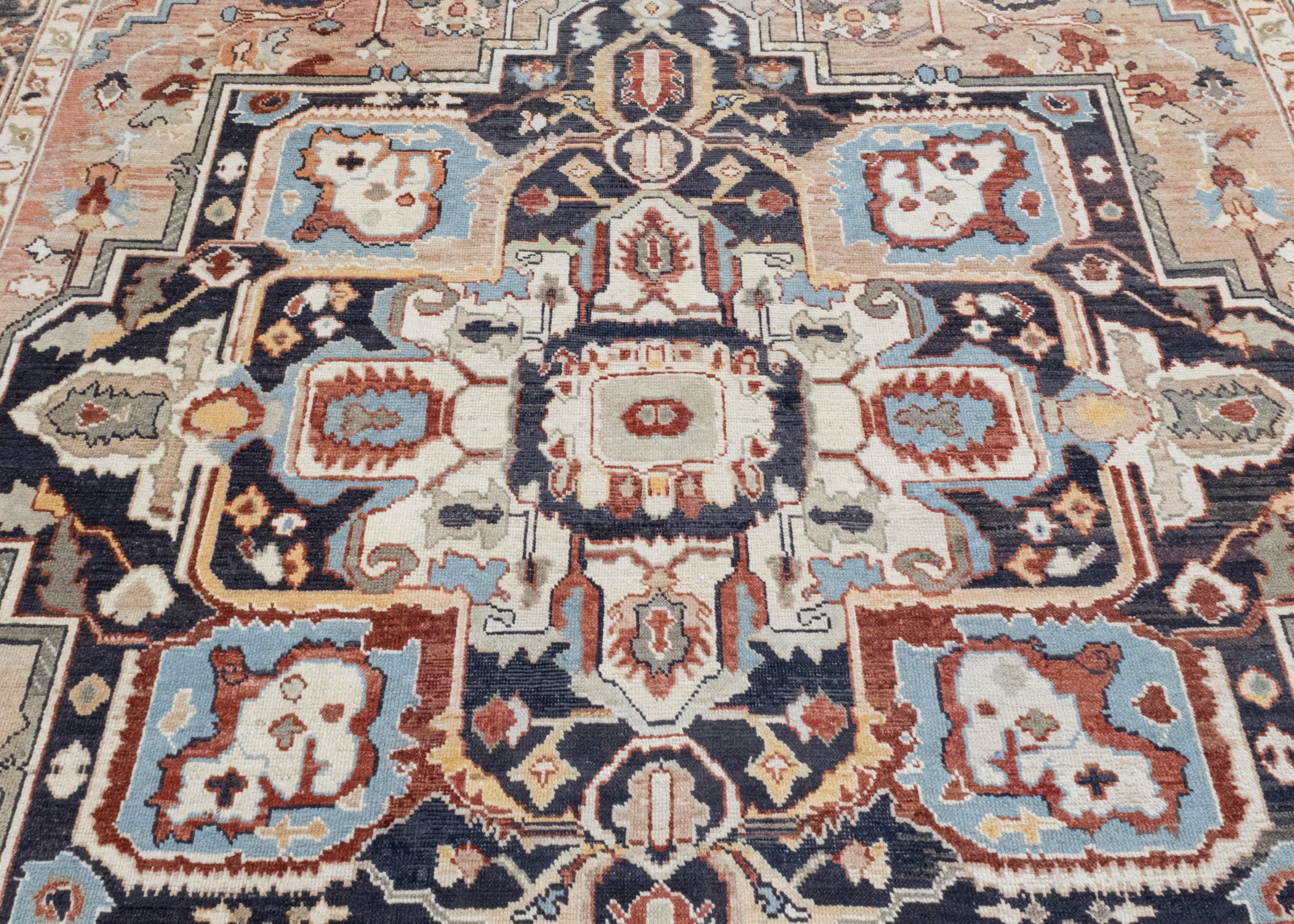 Türkischer Oushak-Teppich aus altem Wolle 12'4