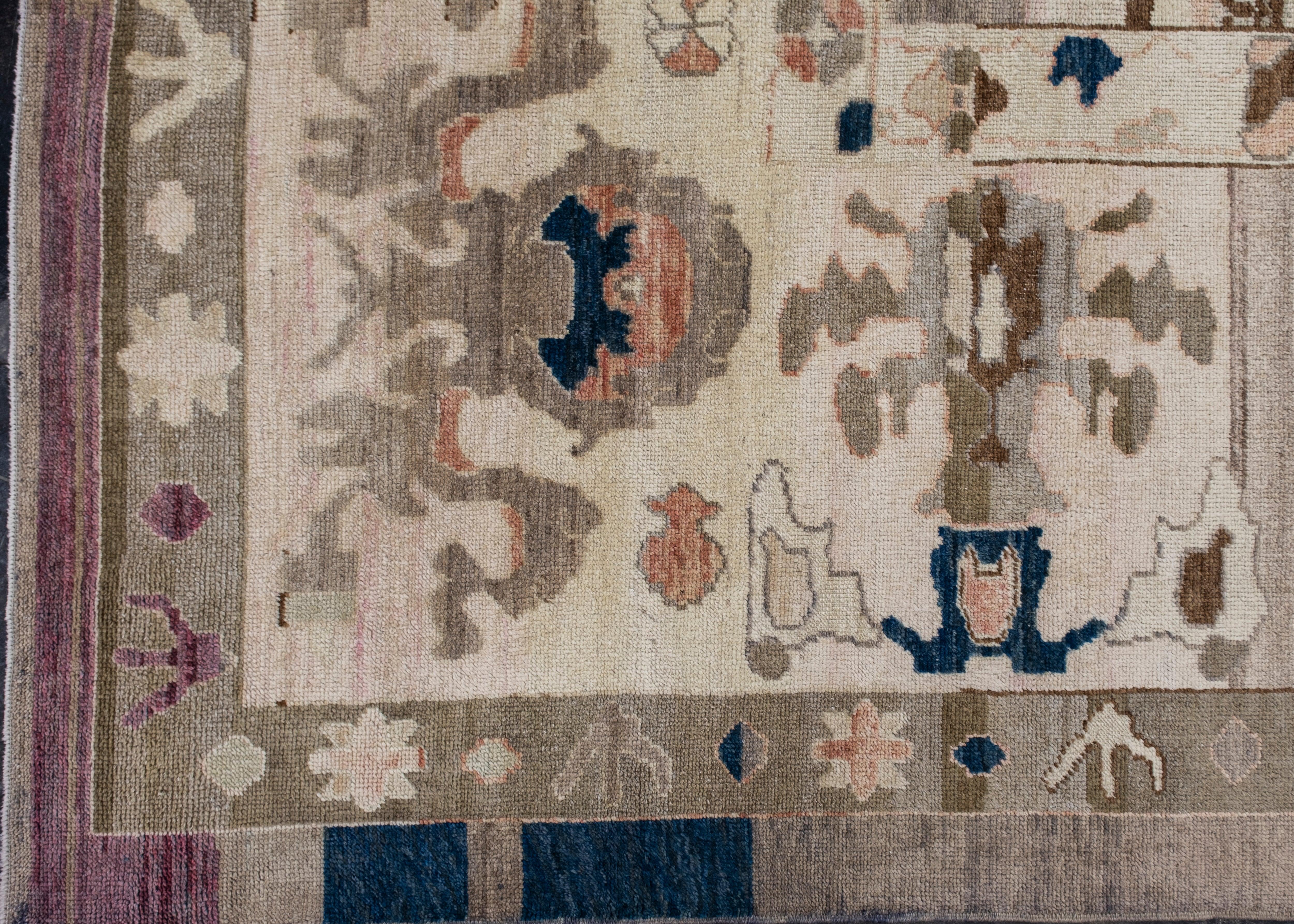 Hand-Knotted Turkish Old Wool Oushak Rug 15'2