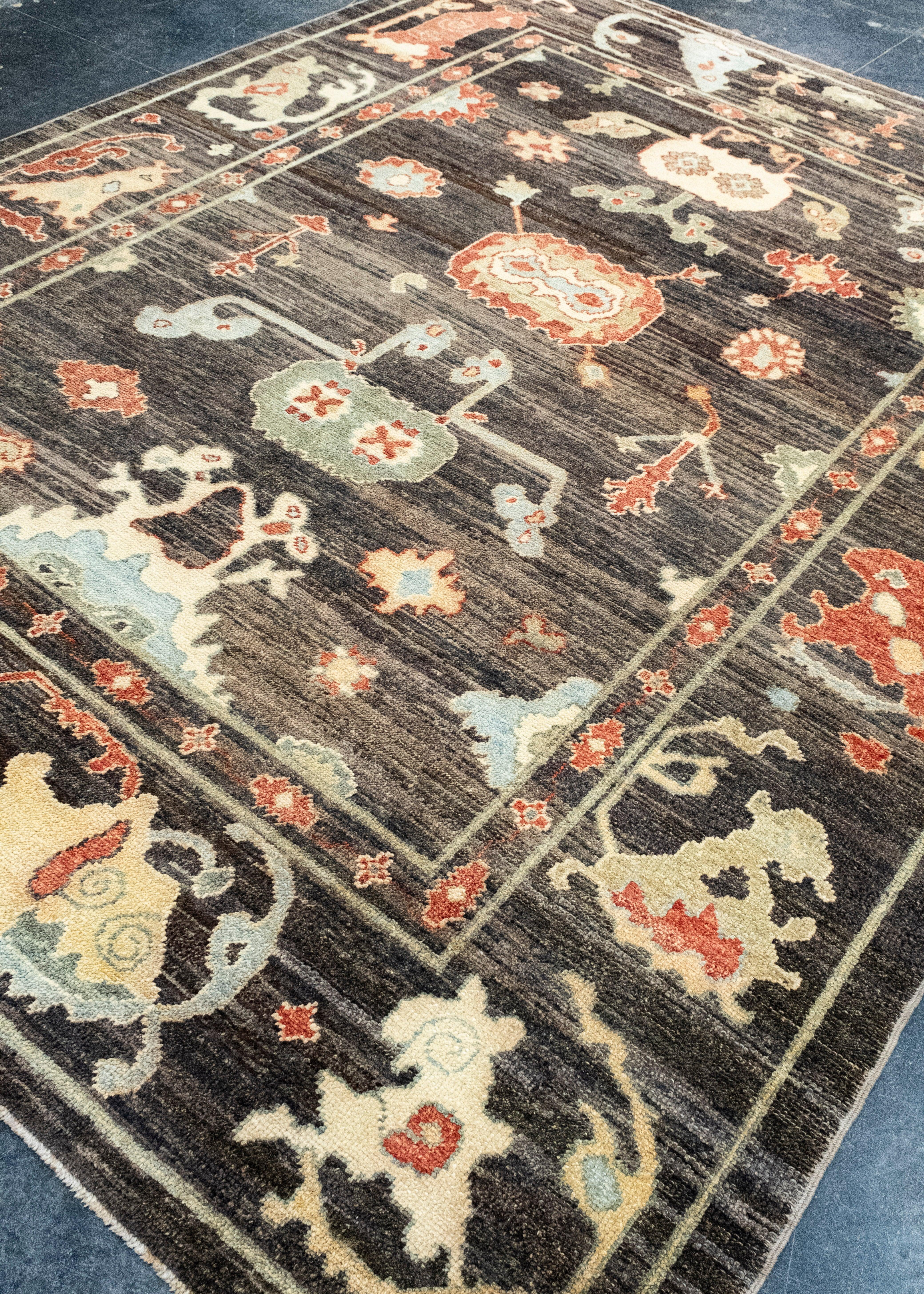 Turc Tapis Oushak en laine ancienne de Turquie 7'11