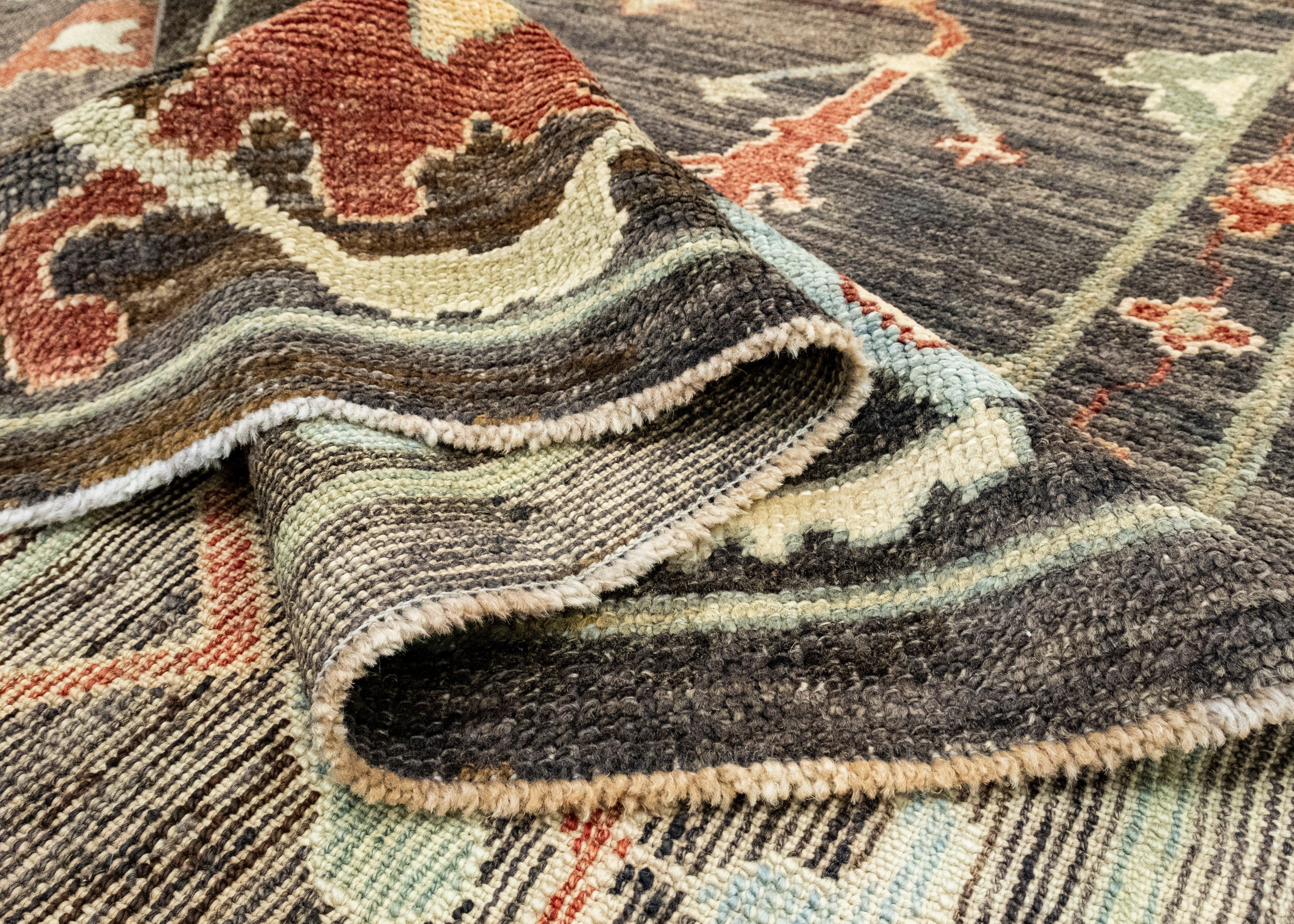 Laine Tapis Oushak en laine ancienne de Turquie 7'11