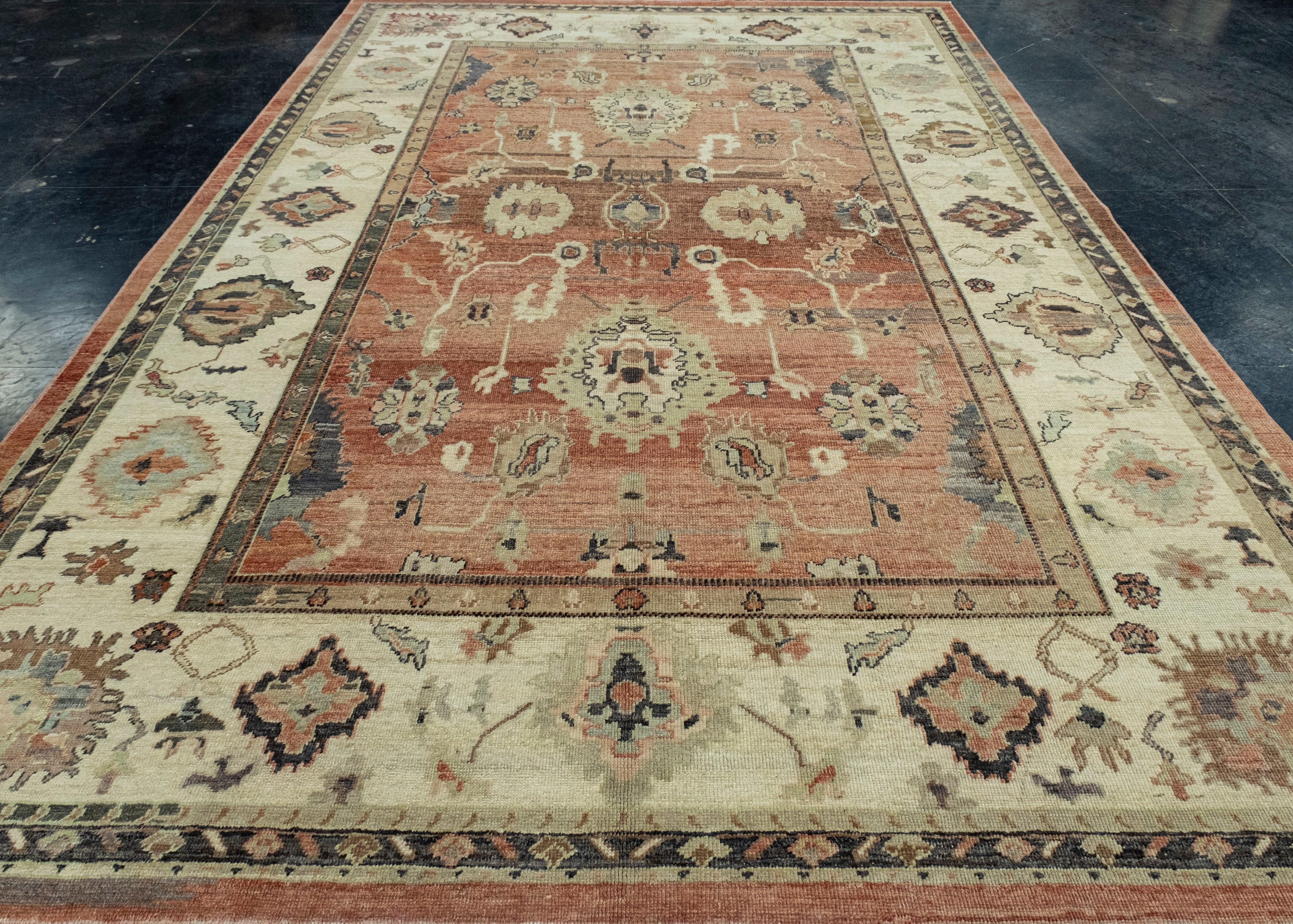 Turkish Old Wool Oushak Rug 8'10