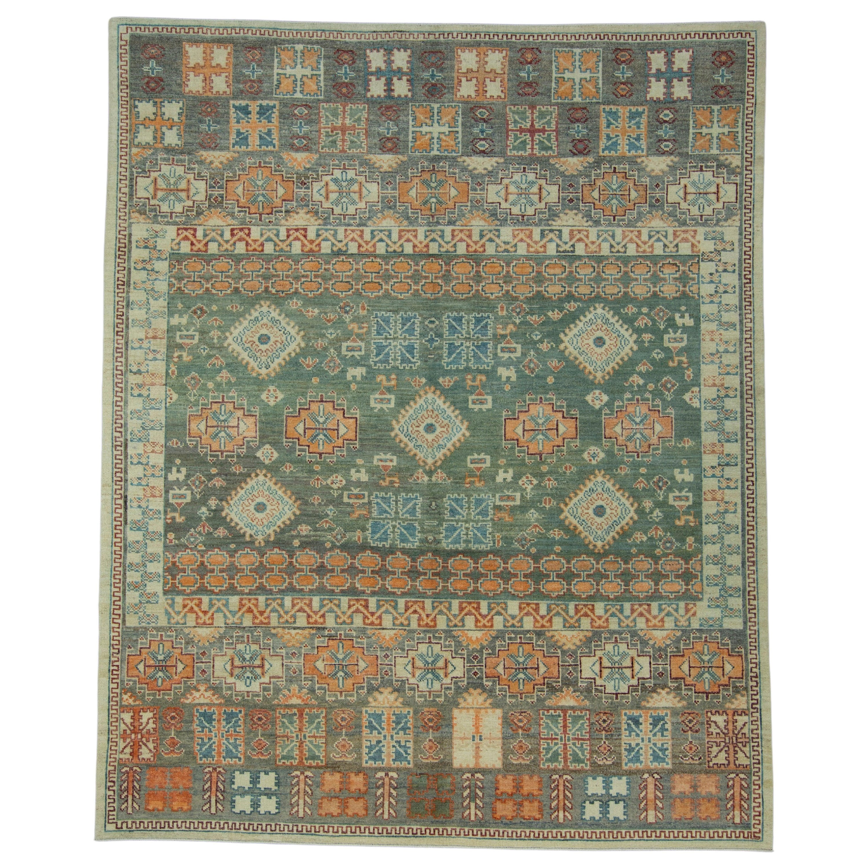 Türkische alte Wolle Oushak Teppich 8'2" x 10'1" #17095 im Angebot