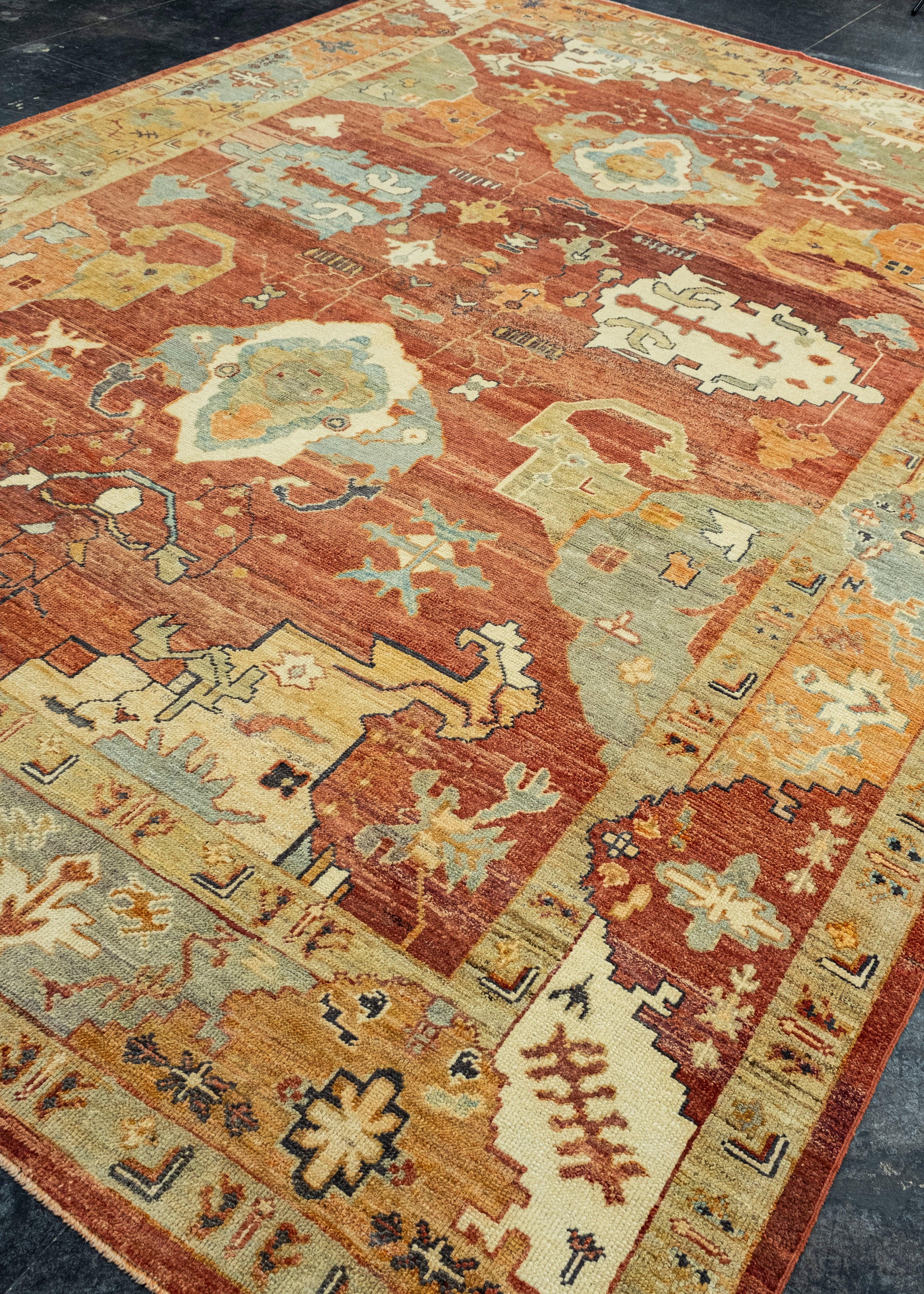 Turco Turkish Old Wool Oushak Rug 9'6