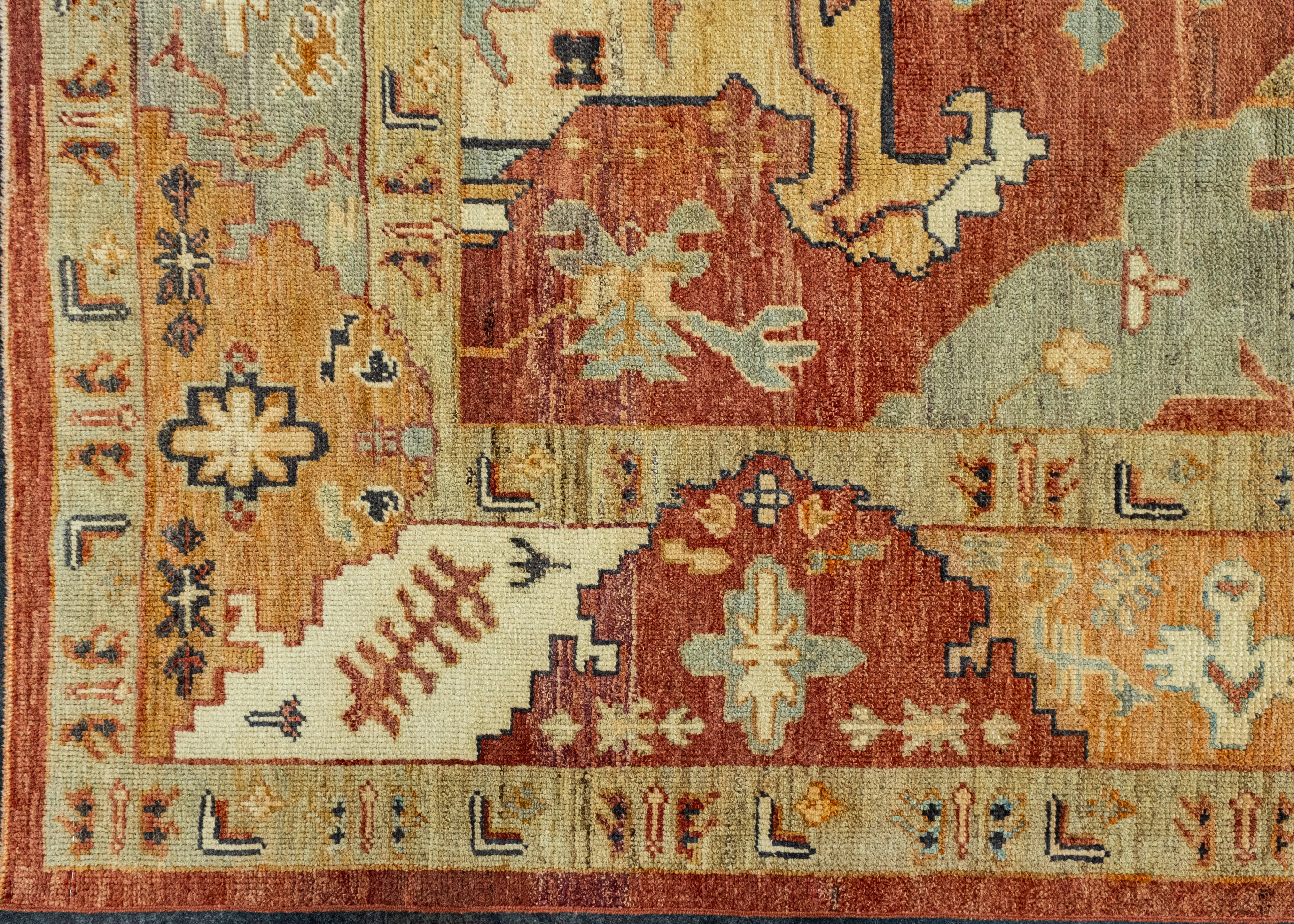 XXI secolo e contemporaneo Turkish Old Wool Oushak Rug 9'6
