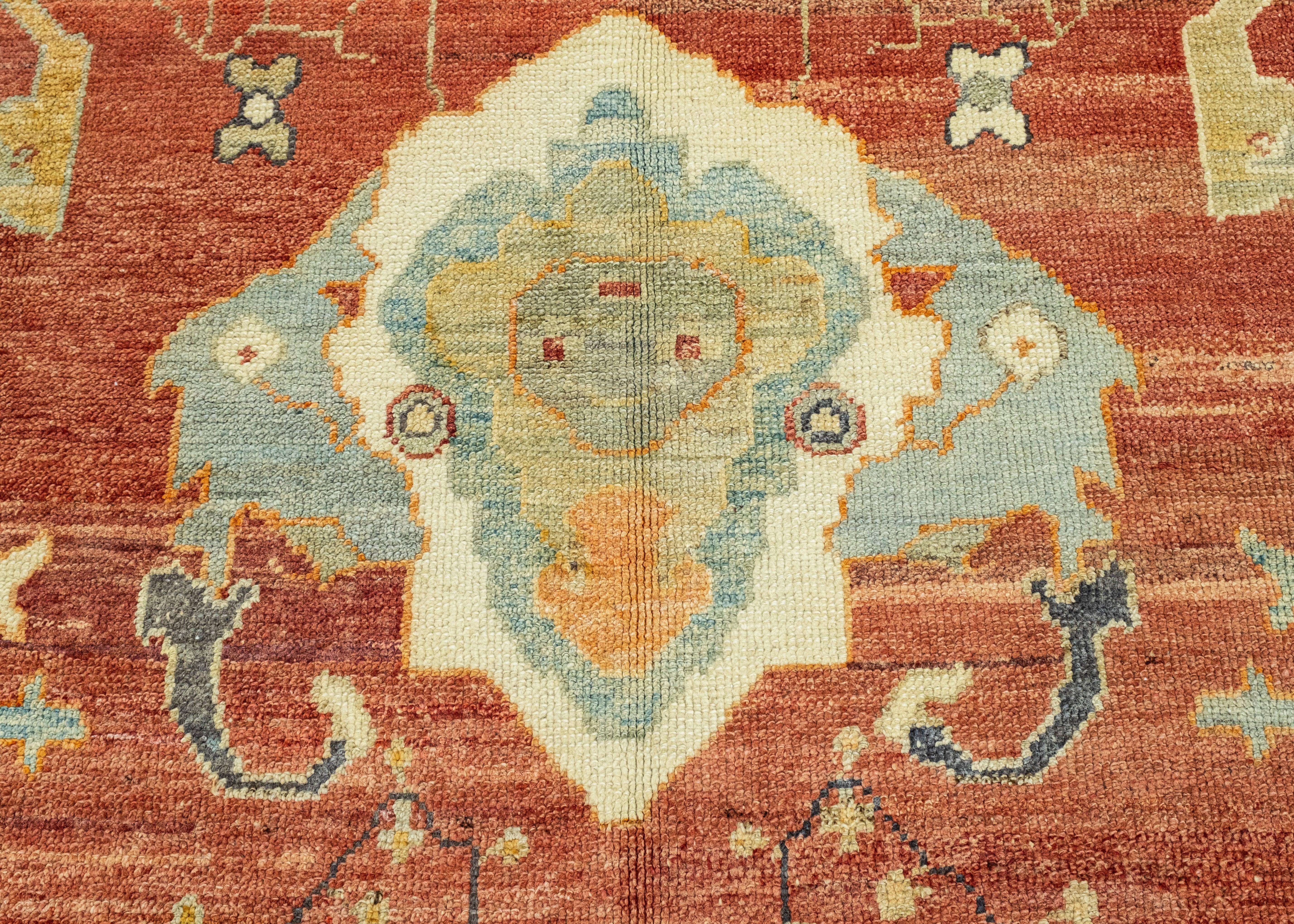 Turkish Old Wool Oushak Rug 9'6