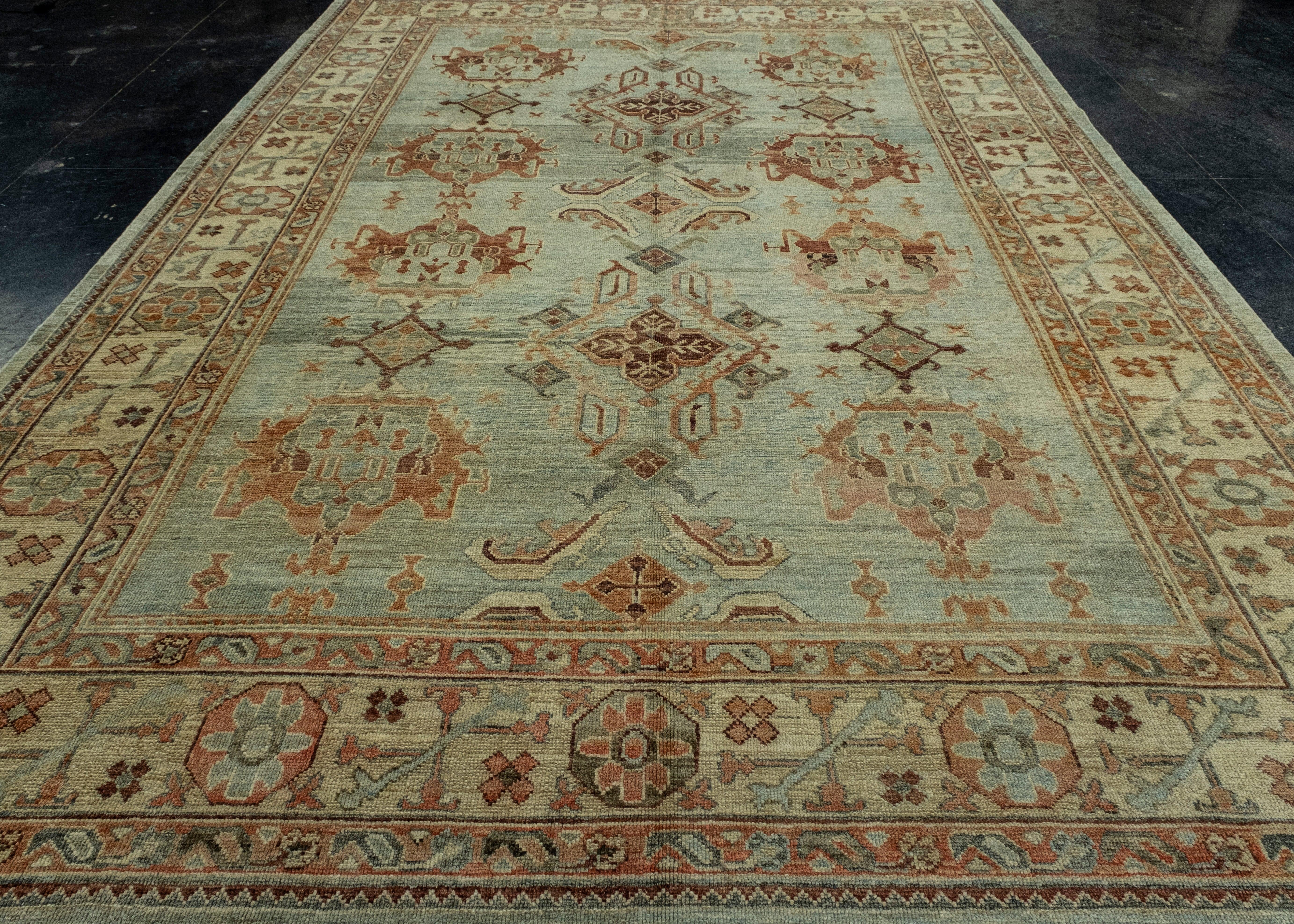 Turkish Old Wool Oushak Rug 9'8