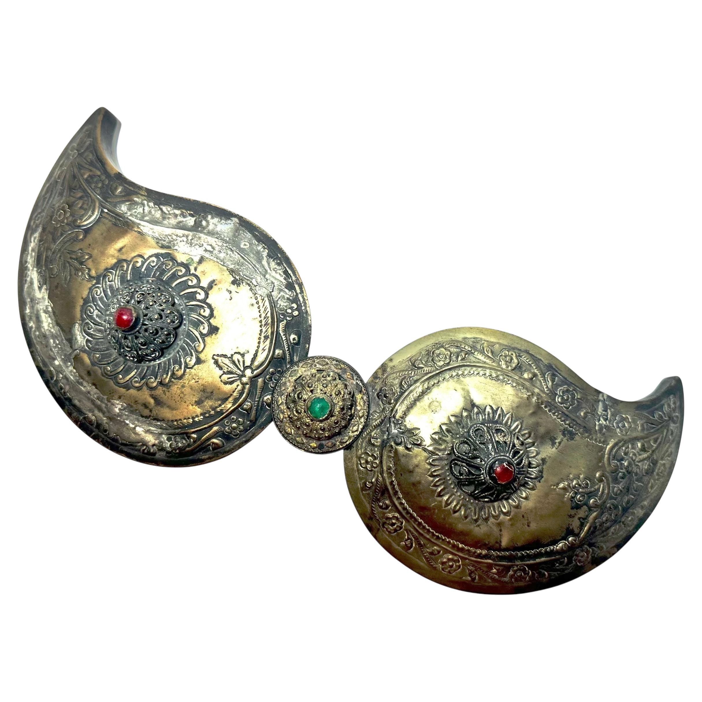 Boucle de ceinture ottomane turque avec pierres semi-précieuses