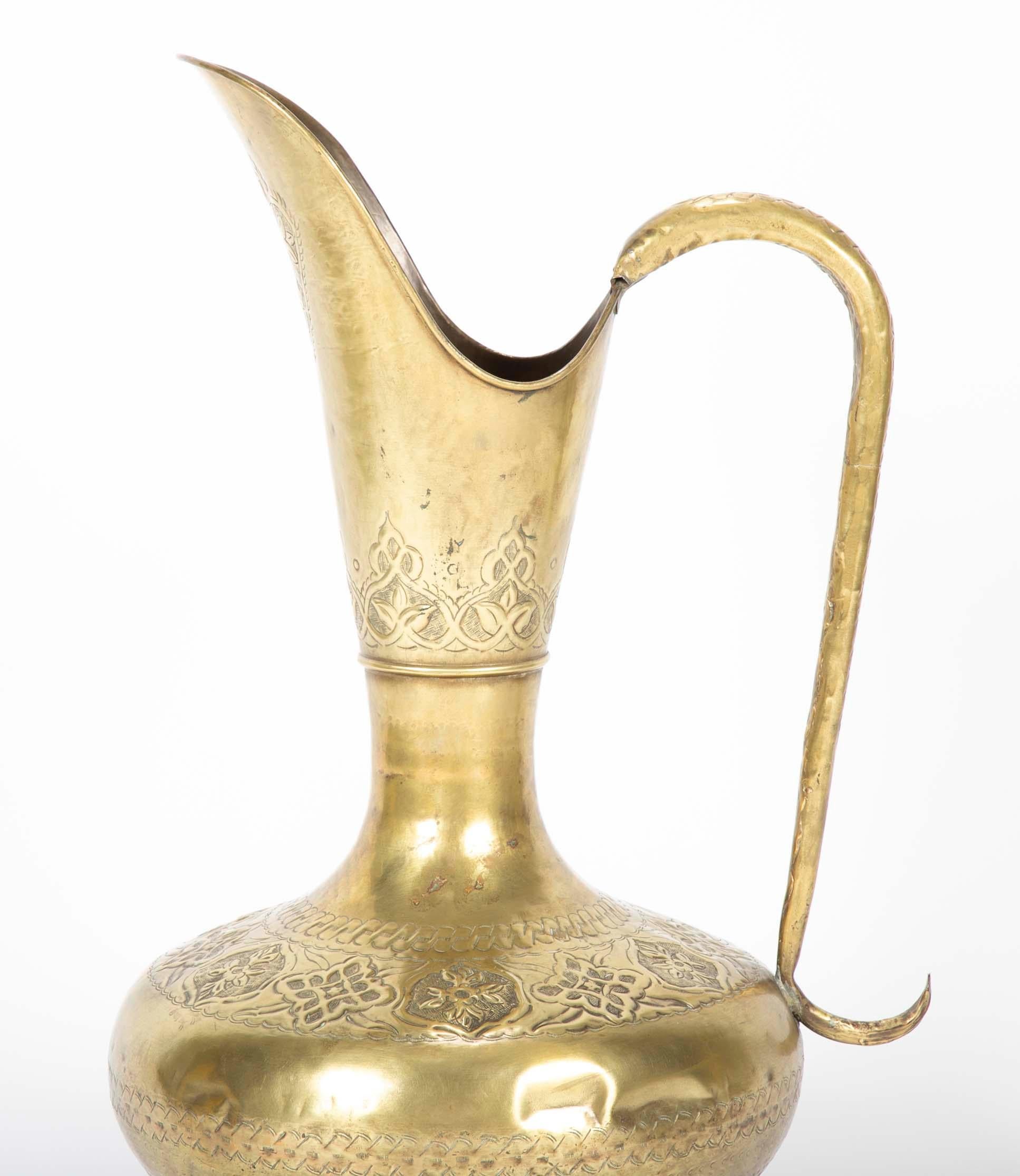Turkish Ottoman Brass Ewer, Large Scale 5