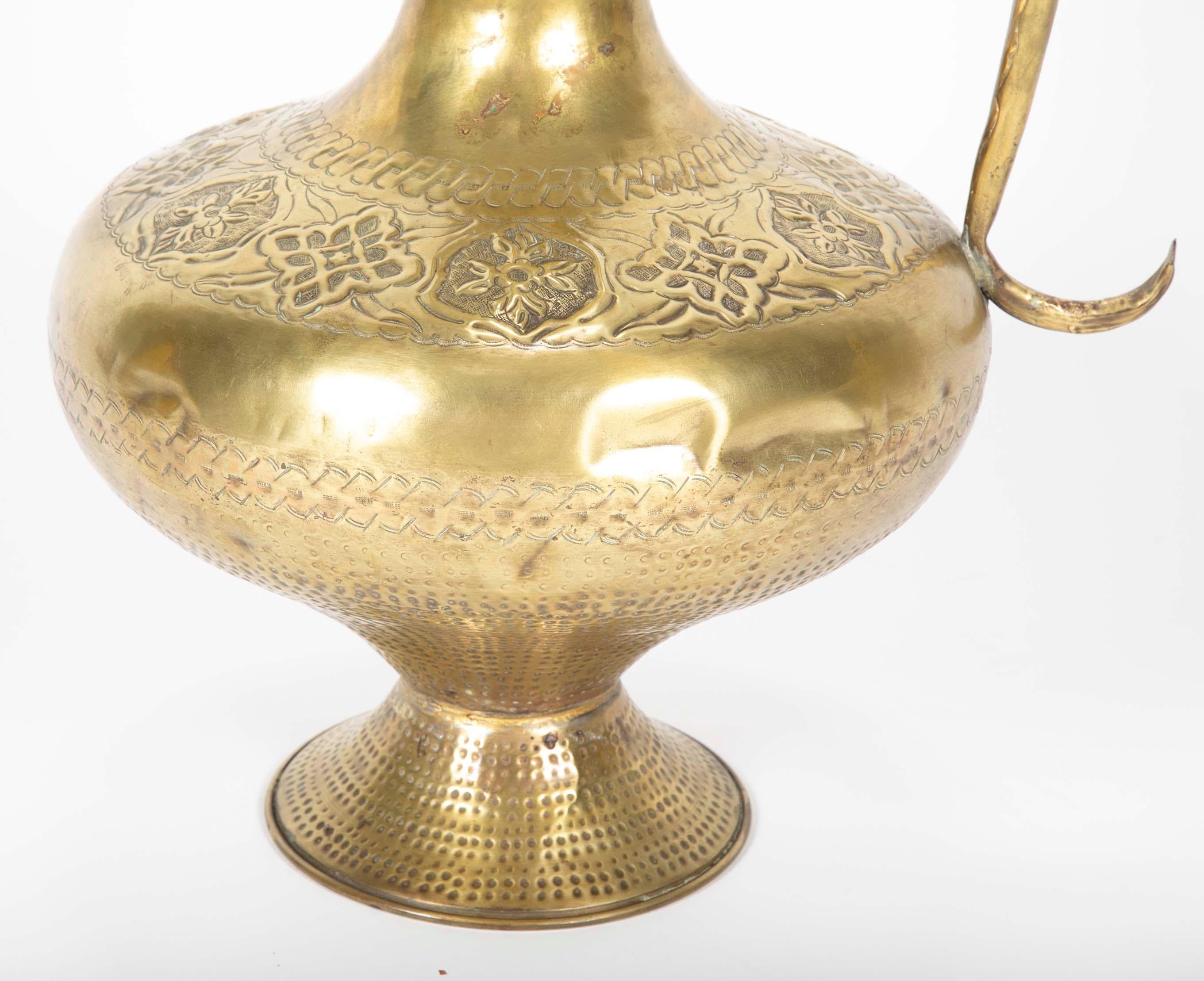Turkish Ottoman Brass Ewer, Large Scale 6