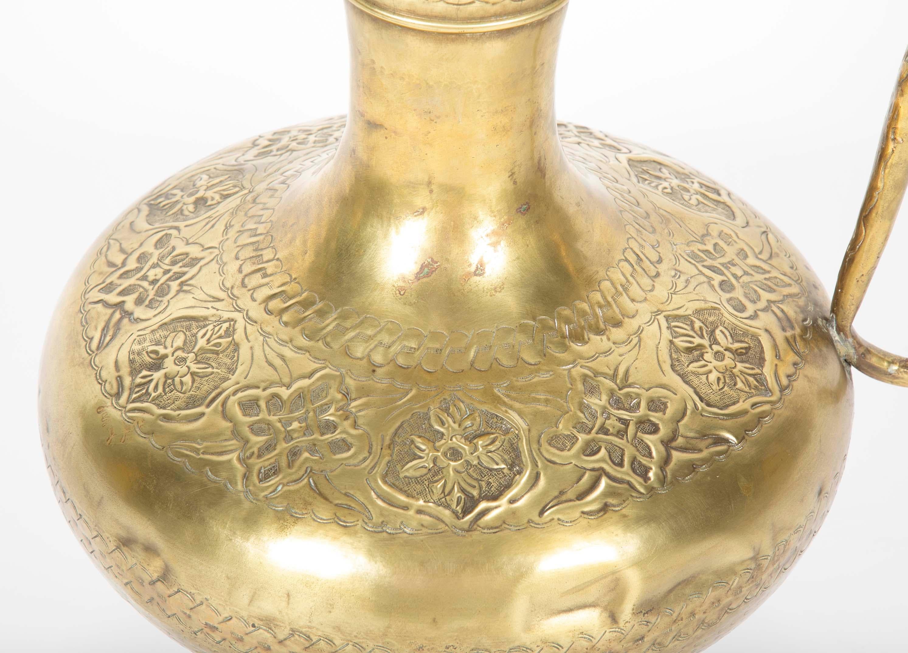 Turkish Ottoman Brass Ewer, Large Scale 7