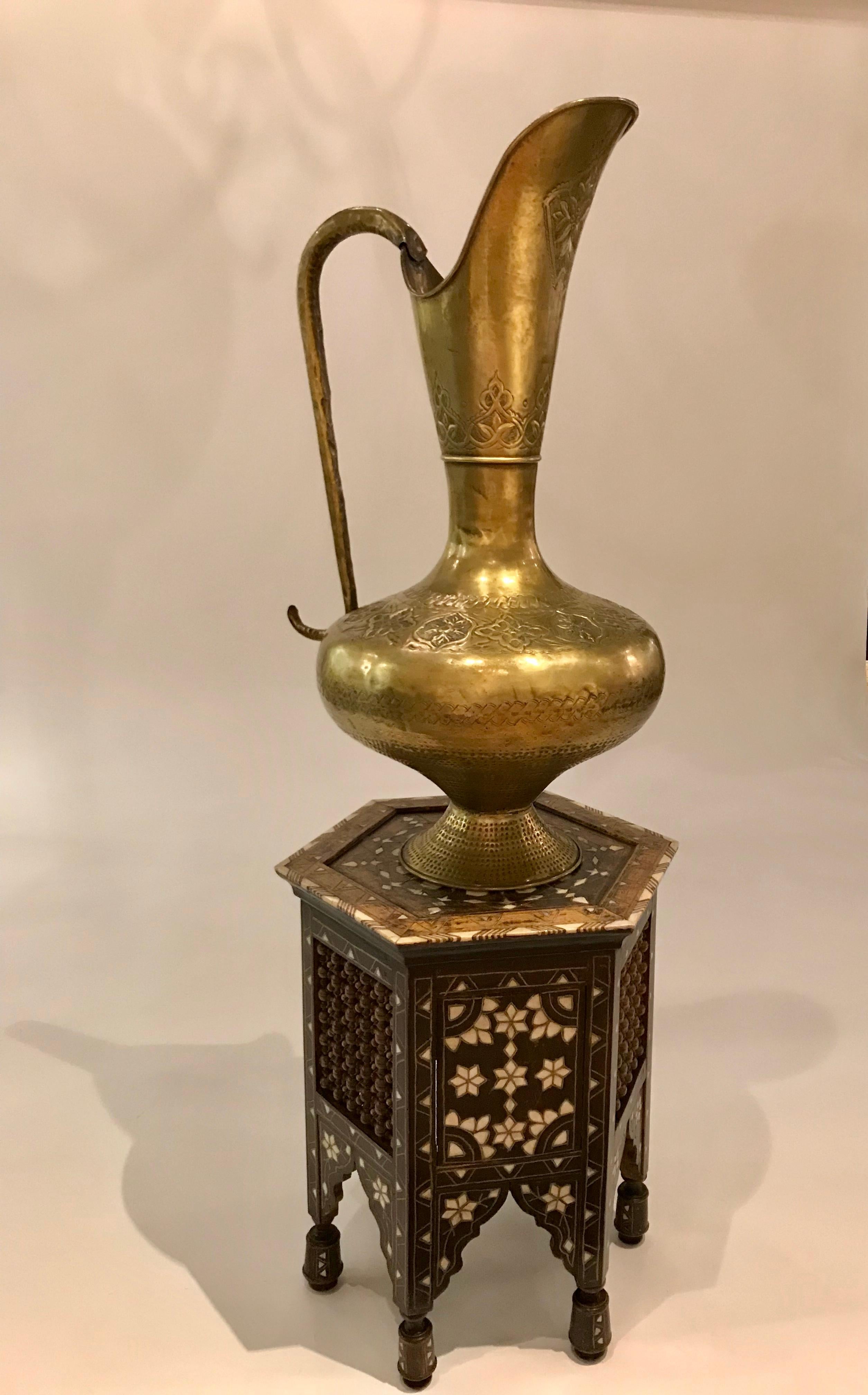 Turkish Ottoman Brass Ewer, Large Scale 8