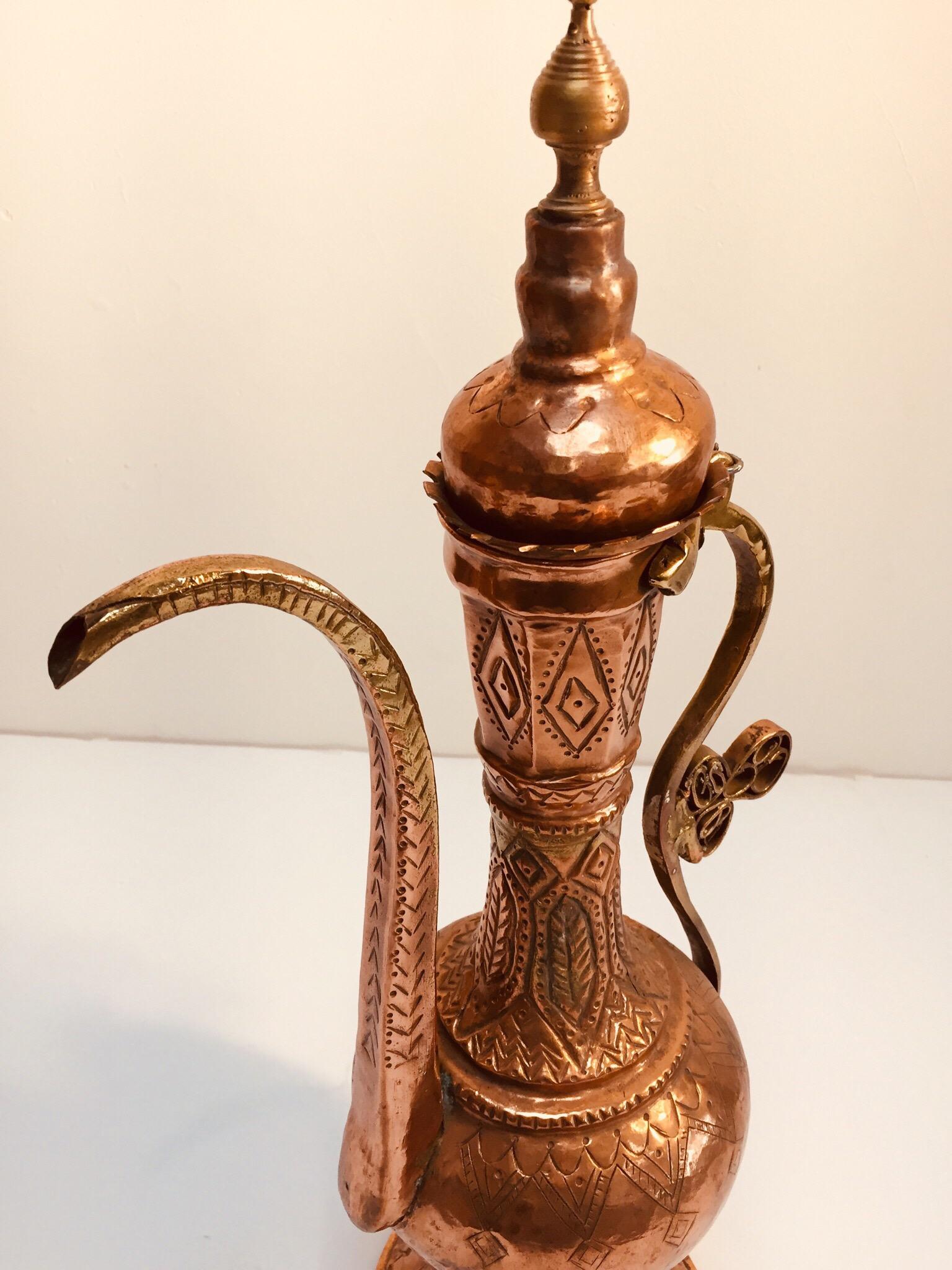 Hand-Crafted Turkish Ottoman Copper Ewer