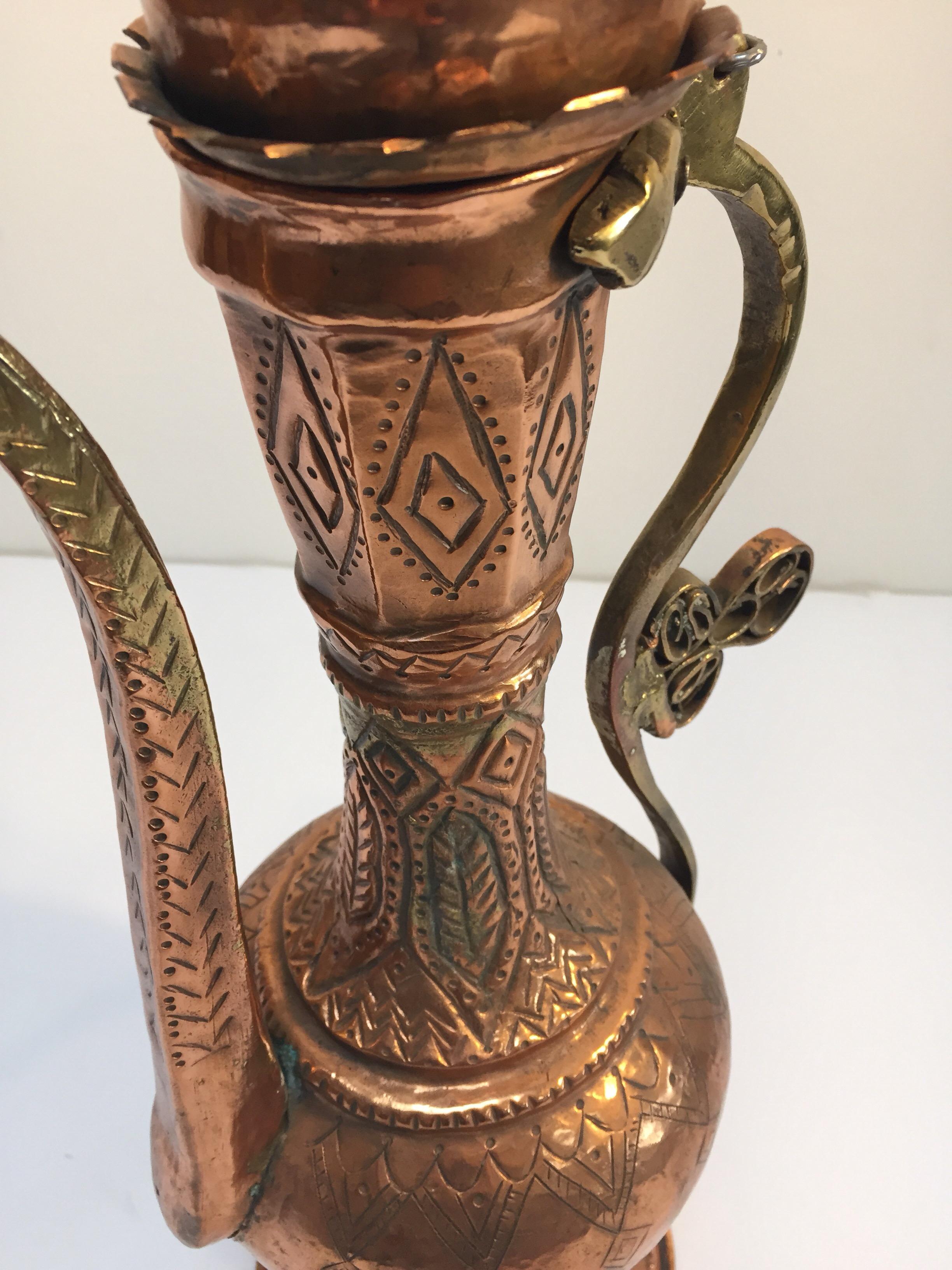 Turkish Ottoman Copper Ewer In Good Condition In North Hollywood, CA