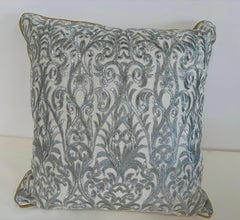 Turkish Ottoman Revival Decorative Pillow with Silver Embroidery, 1990
